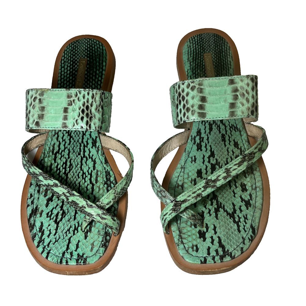 Louise et Cie Snakeskin Strappy Open Toe Sandals Green‎ Womens 7.5 EU 37.5
